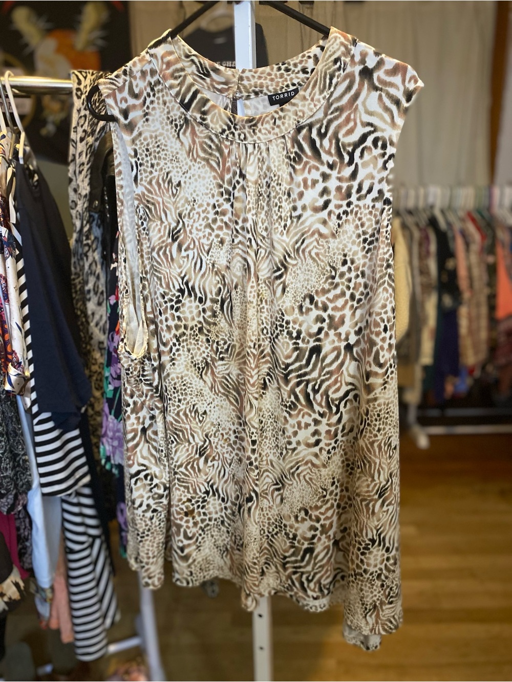 torrid Beige and Black Animal Print Sleeveless Tank Top